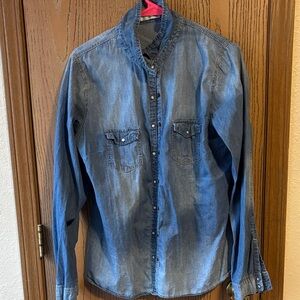 Maurices Denim Blue Button Down Shirt